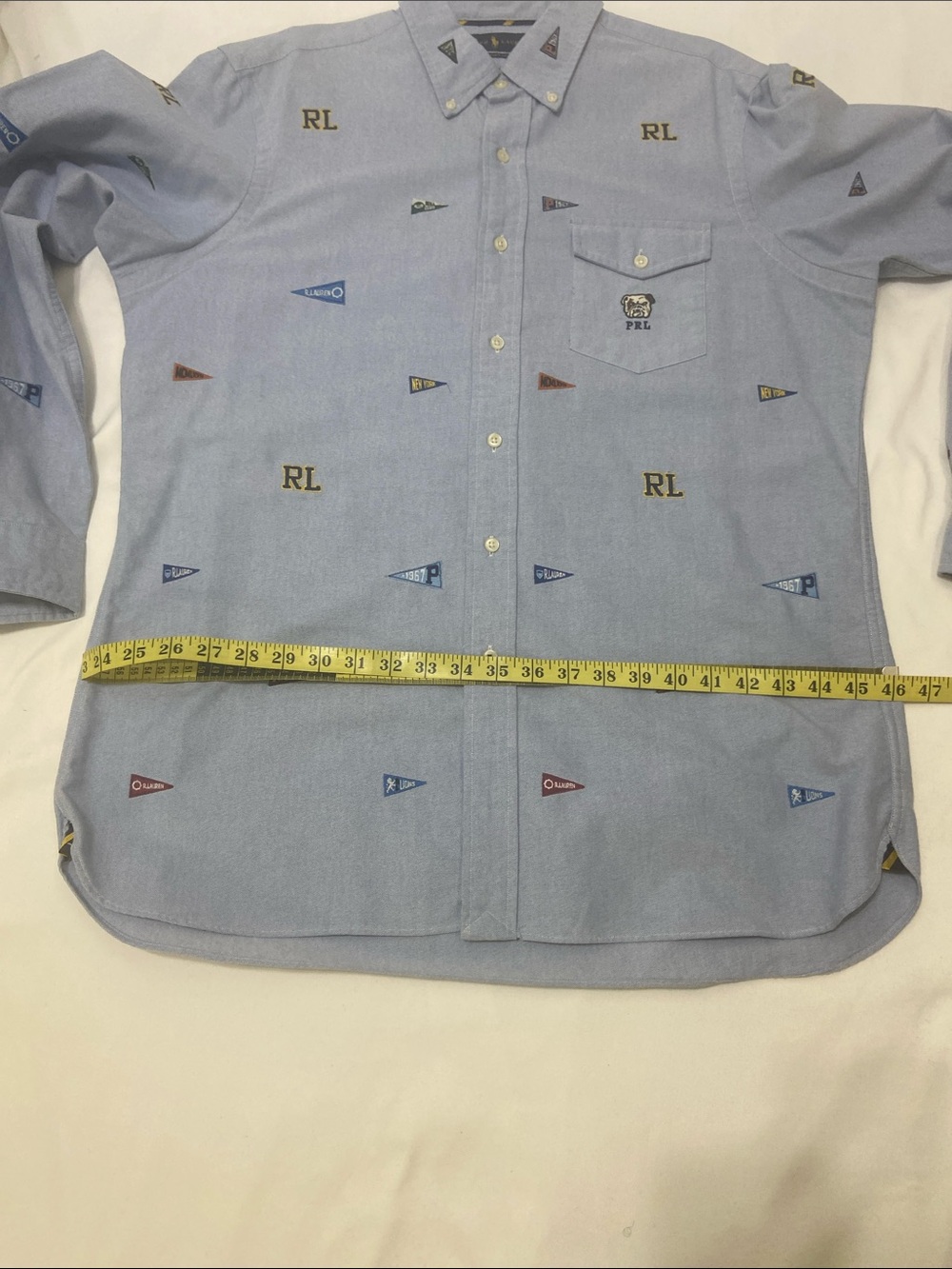 Ralph Lauren Light Blue ButtonDown Oxford Shirt with Embroidered Pennants.Size-L - Picture 8 of 14